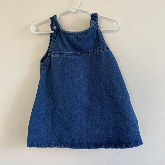 Vintage Denim Patchwork Dress with Embroidered Floral Details - Picture 3 of 4